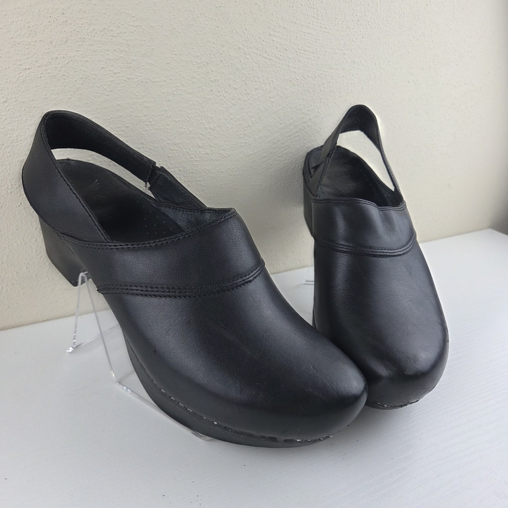 Dansko Black Leather Mule Clog Heel Strap Women's Size US 9.5 EU 40 - Picture 2 of 12